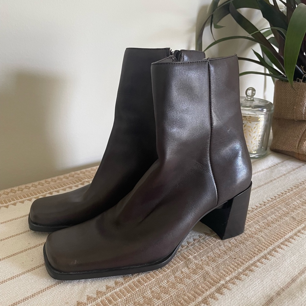 Chocolate Brown Leather Boots Nine West